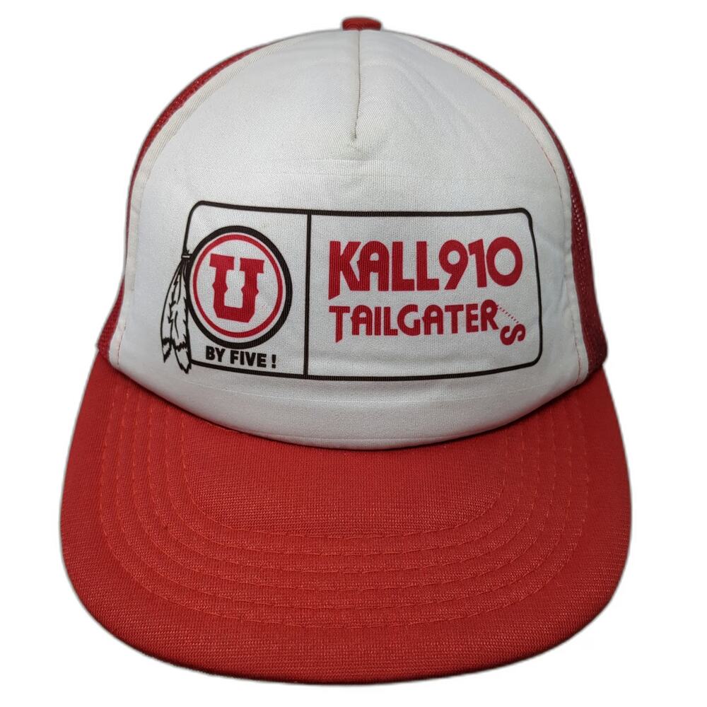 Red Trucker Hat One Size University of Utah Utes KALL 910 Radio Mesh Snapback